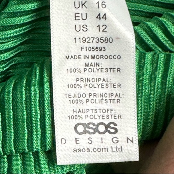 ASOS Green Crinkled Plisse Surplice Mini Sz 12 - Picture 6 of 8